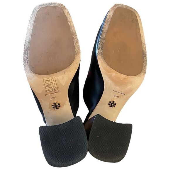 Tory Burch Equestrian Link Leather High Heeled Mules - Picture 7 of 10